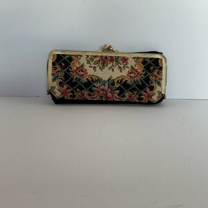 Vintage Floral Tapestry Eyeglasses Case Vanity Case w Mirror Made in Japan